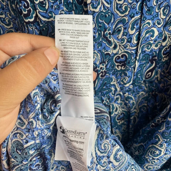 NWT Boden pleated Peplum Blue Print Long Sleeve Mini Dress Size 16-18 - Picture 6 of 11